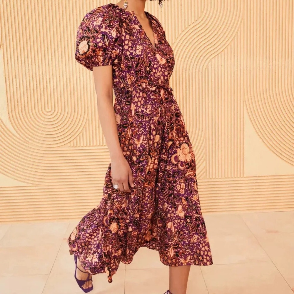 Ulla Johnson Olina Midi Dress - Purple And Orange… - image 5